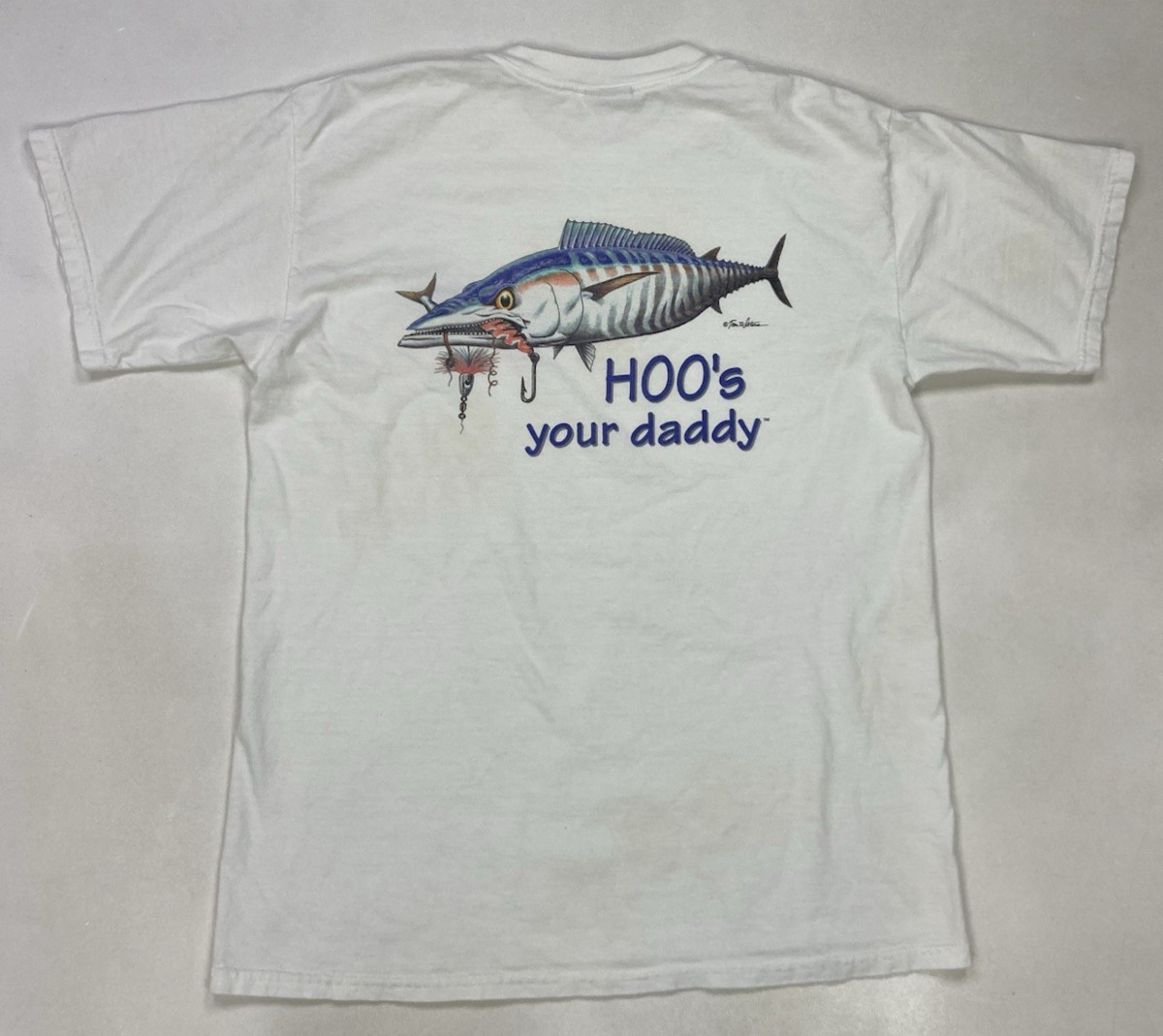 VINTAGE AFTCO Bluewater Fish Graphic T-shirt Men Medium Hoo’s Your Daddy