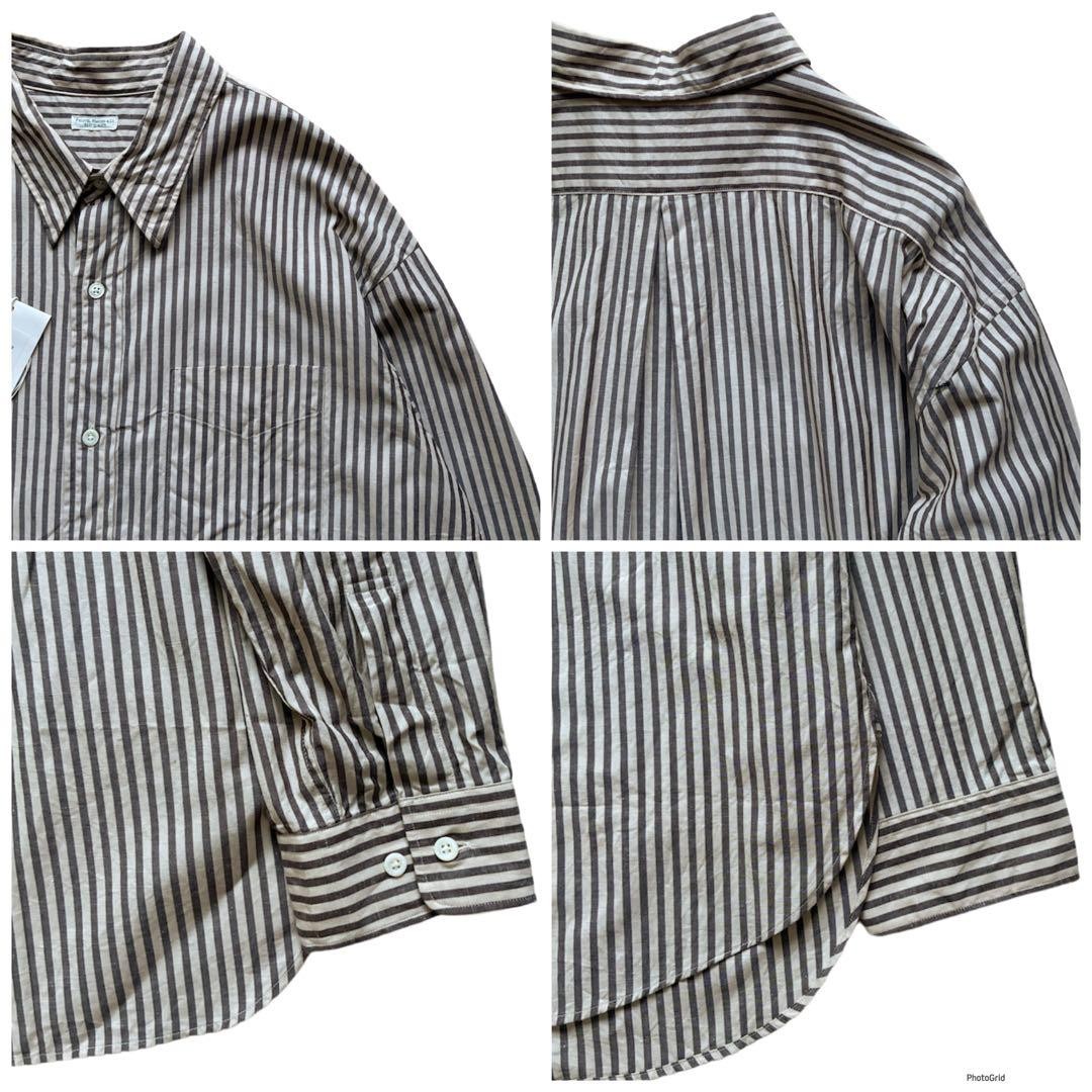 PHIGVEL 25ss Cotton Linen Long Point Collar Shirt Brown Beige Size L gallery
