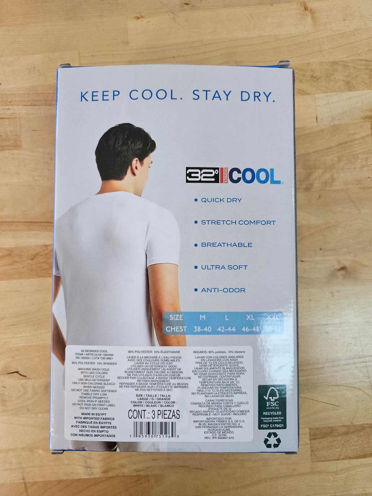 L / LARGE WHITE - 3 PACK - 32 Degrees Cool Men's Short Sleeve T-Shirts Crew Neck gallery