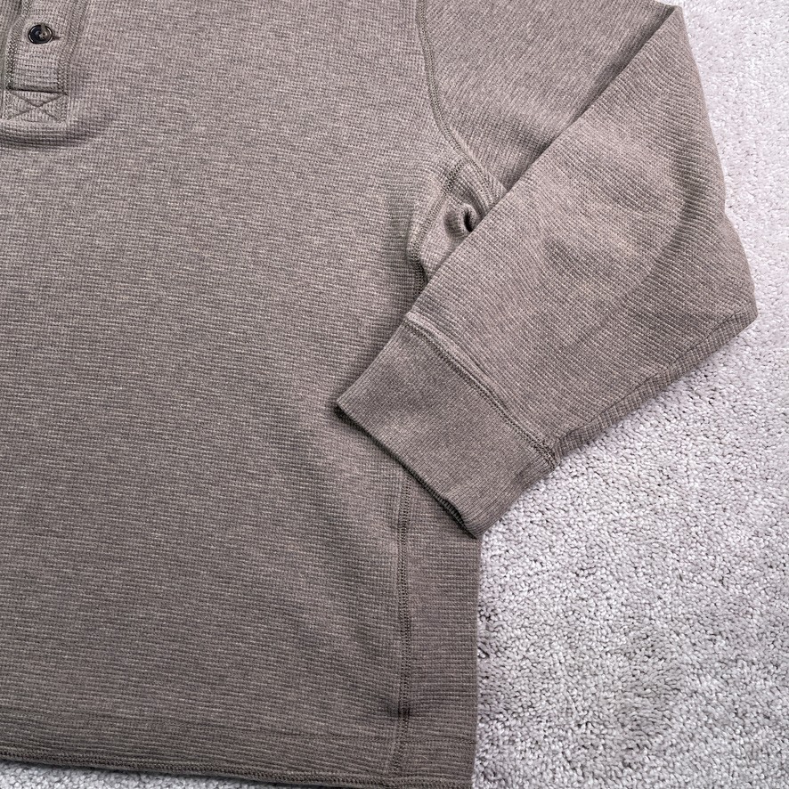 Eddie Bauer Shirt Mens 2XL XXL Brown Thermal Waffle Knit Grid Henley Outdoors gallery
