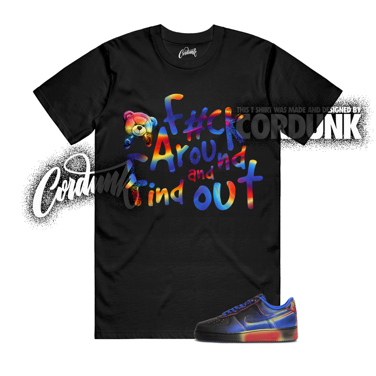 Air Force 1 Low Retro Heat Map Black Racer Blue T Shirt Match FCK gallery