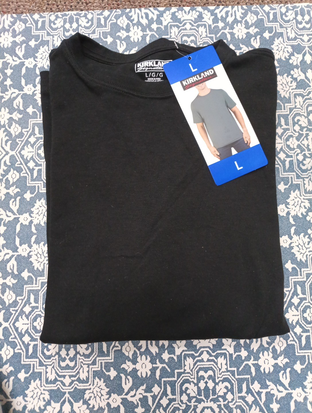 Kirkland Signature T-Shirt Mens Large 100% Pima Cotton Black NOS w/ Tag gallery