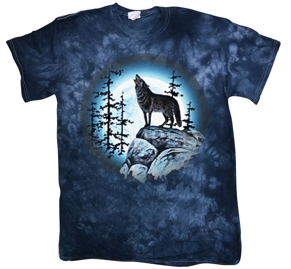 CLEARANCE SALE — Men’s Small — Lone Wolf Howling Moon Wolves Tie Dye Shirts
