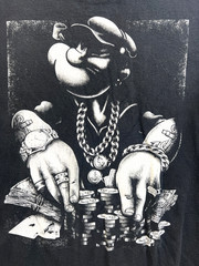 Popeye The Sailor Man Short Sleeeve Black Graphic Print Tshirt Size Medium