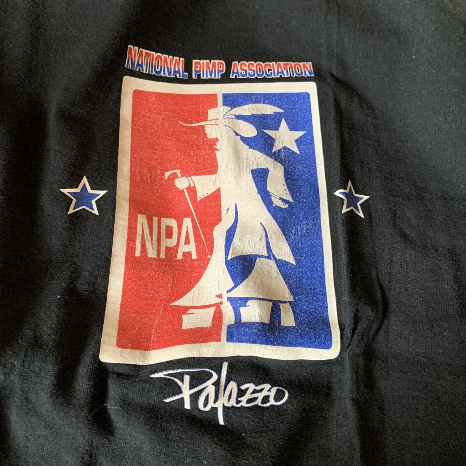 Vintage 90s Palazzo “NPA National Pimp Association “ Black Skate Tee Mens Sz M gallery