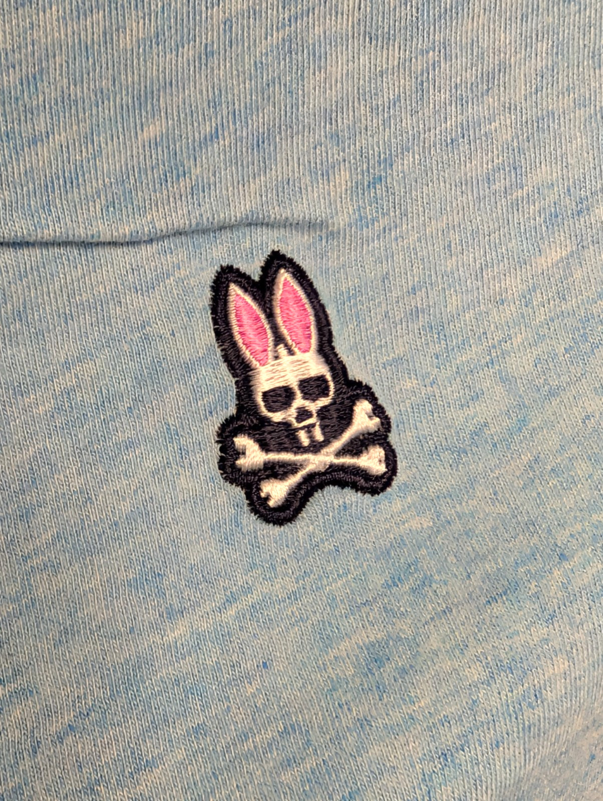 Psychobunny Heather Blue V-Neck Tee Sz.4 Small Small Logo Pima Cotton Peru gallery
