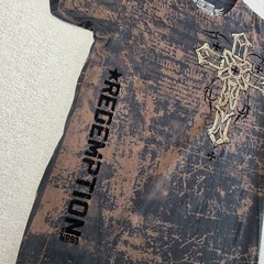 Raw State Premium Redemption Shirt Mens Large Y2K Grunge Textured