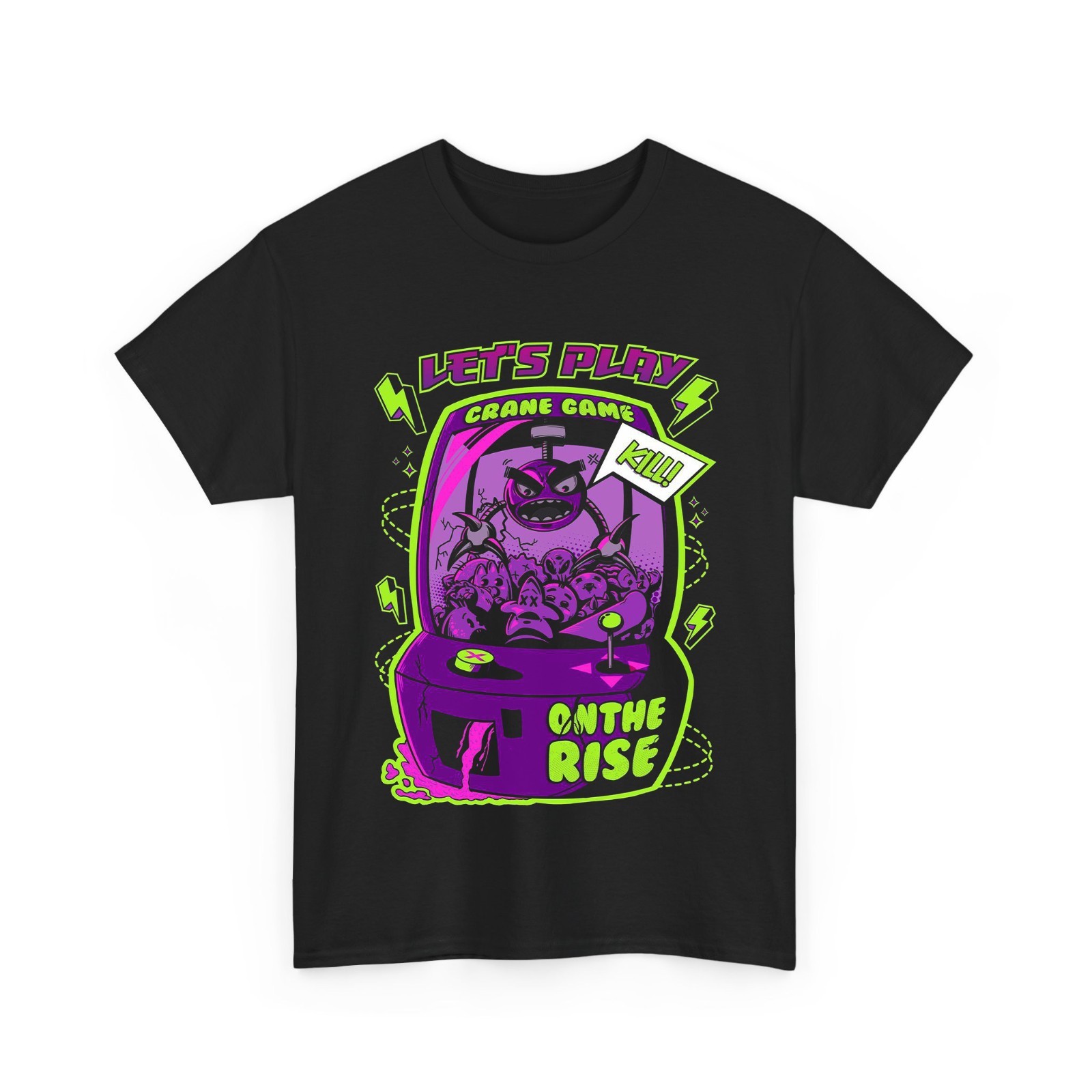 Retro Arcade Crane Game Machine Purple Neon Men T-Shirt gallery