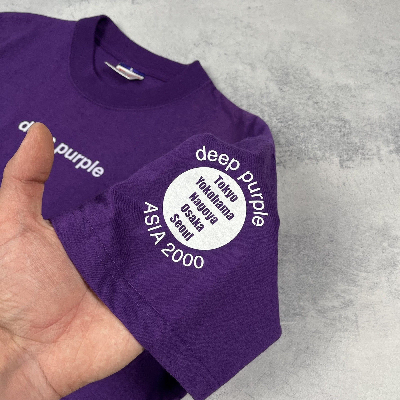 Vintage Deep Purple World Tour Rock Band Short Sleeve T Shirt 1999 Size L Purple gallery