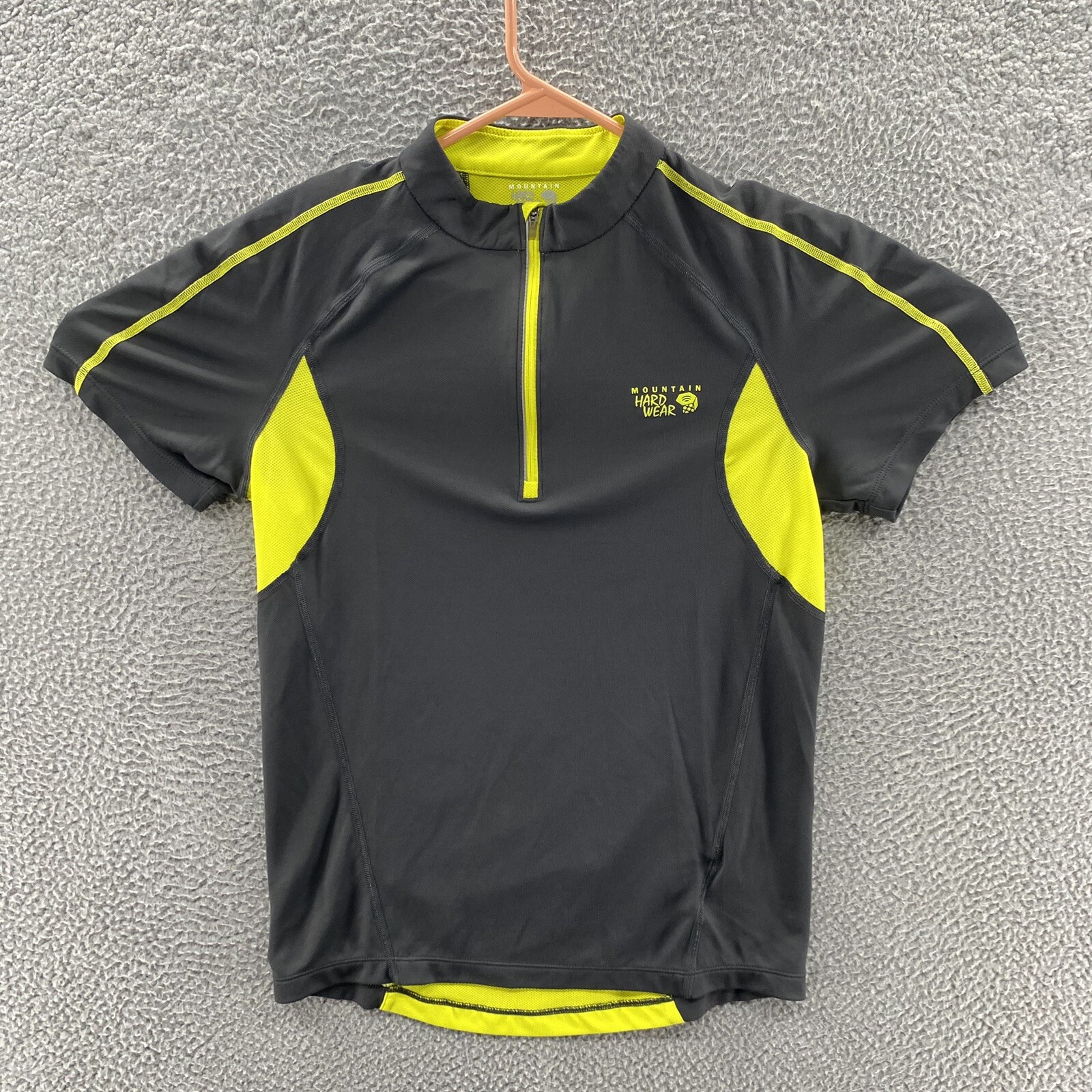 Mountain Hardwear Shirt Men Small Gray Yellow 1/4 Zip Lightweight Mesh Outdoors gallery