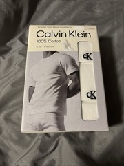 Calvin Klein Classics 3 Pack Short Sleeve Crew Neck T-Shirt , White, Mens Small