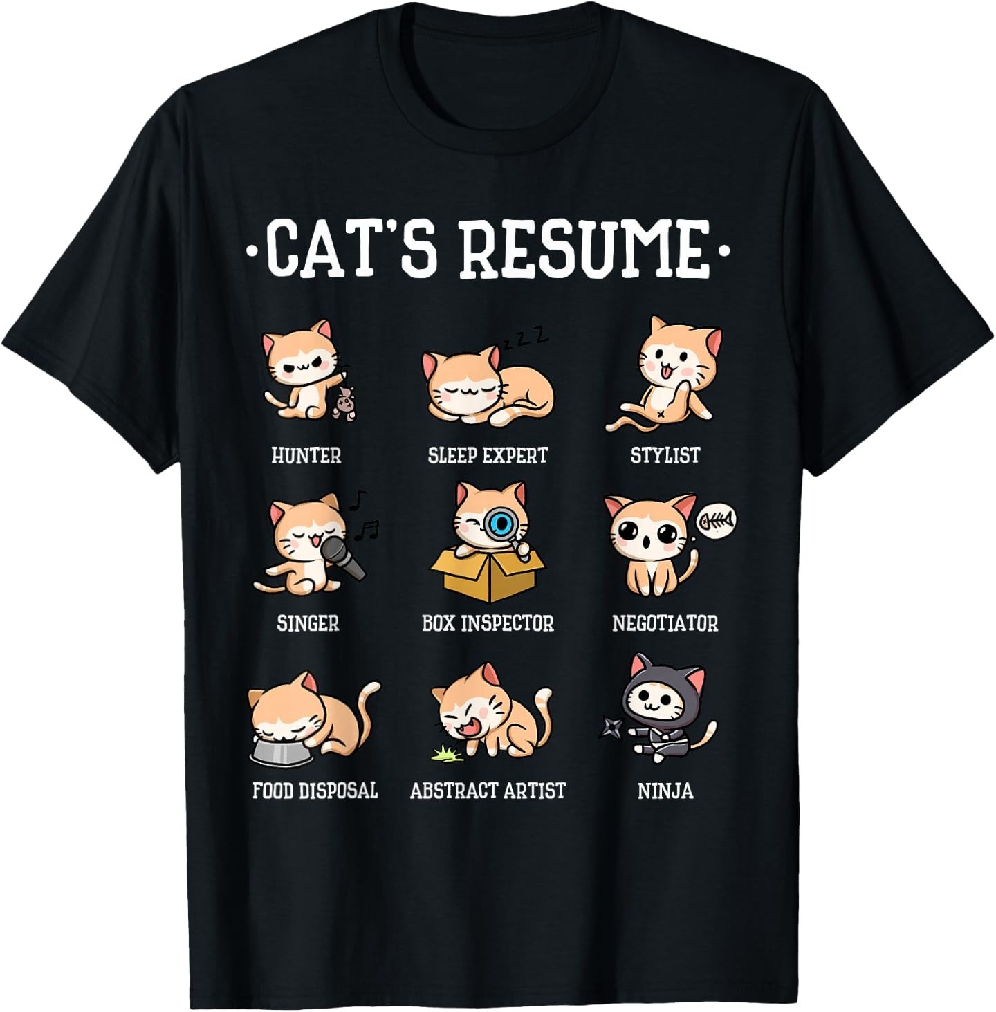 Funny Cat Shirt Cat's Resume Life of A Cat Animal T-Shirt gallery