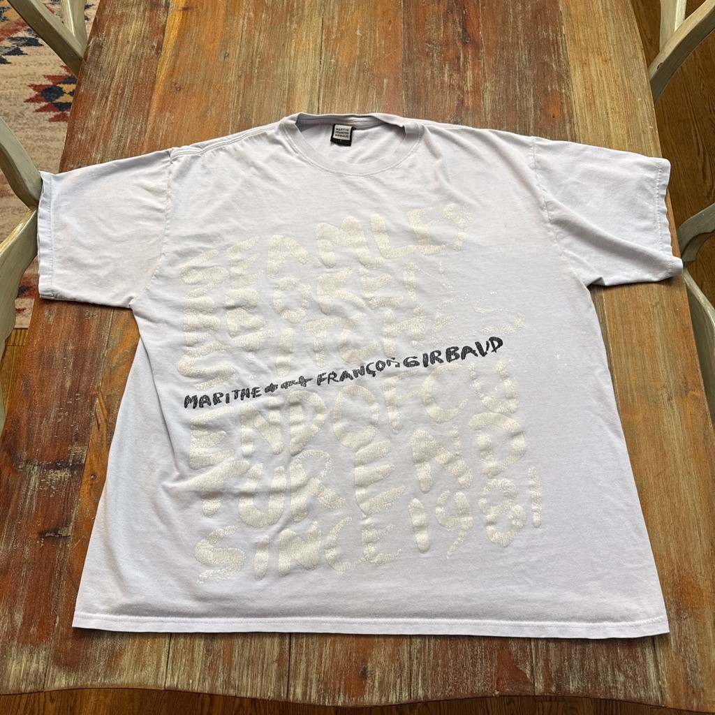 Vintage Marithe Francois Girbaud Graphic T Shirt Mens L Gray Puff Print Y2K
