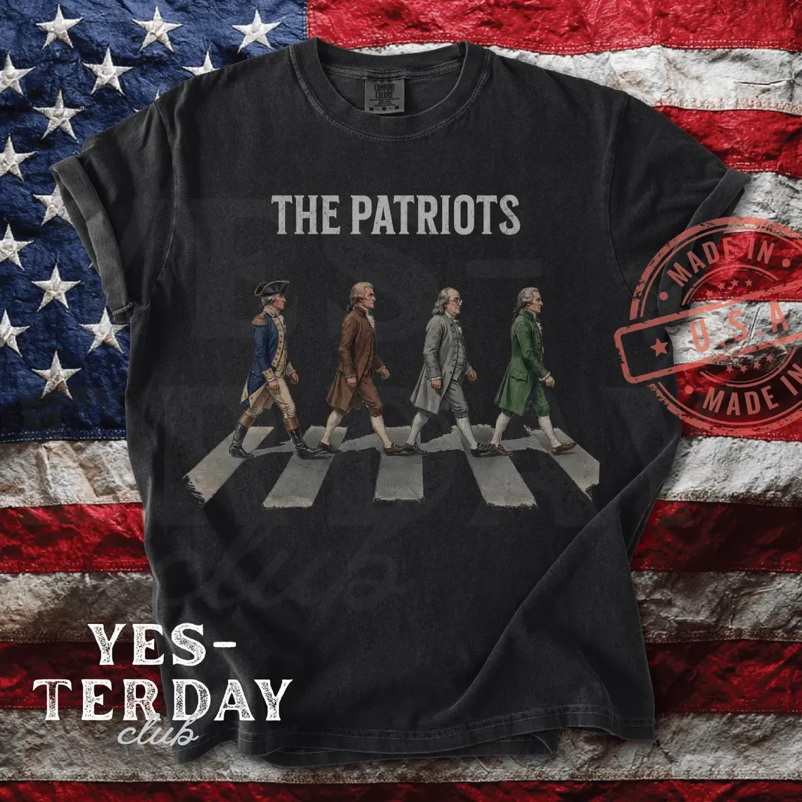 The Patriots Founding Fathers Walking Abbey Road American Flag Patriotic T-Shirt gallery