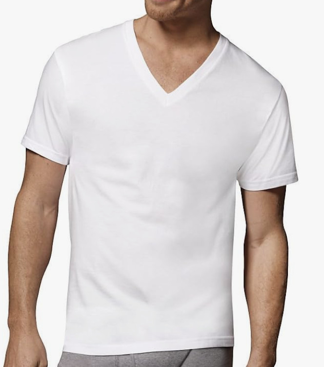 T Shirt V Neck White Most Comfortable 100% Cotton Men's L By Hanes gallery