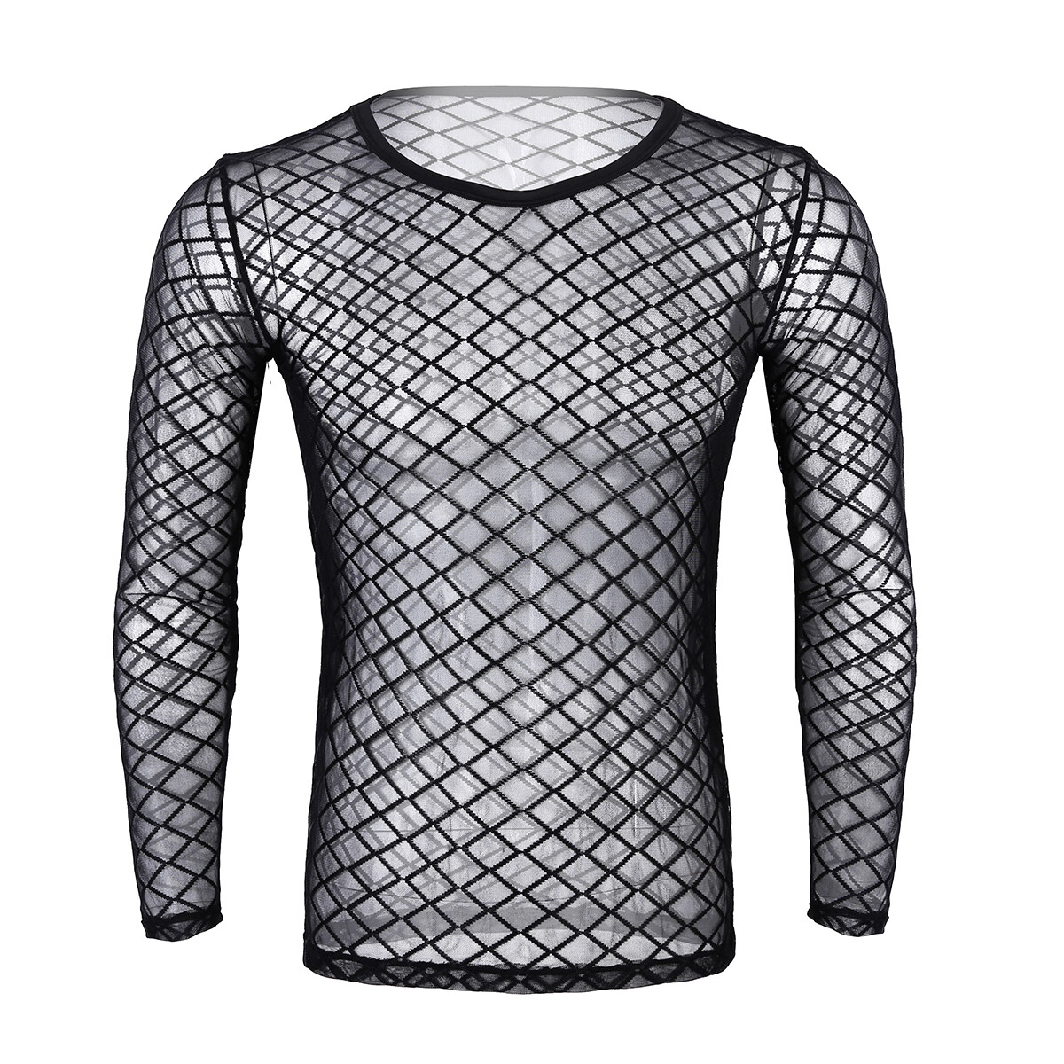 Men's Long Sleeve Fishnet Mesh T-shirt Top Blouse Clubwear Costumes Undershirts gallery