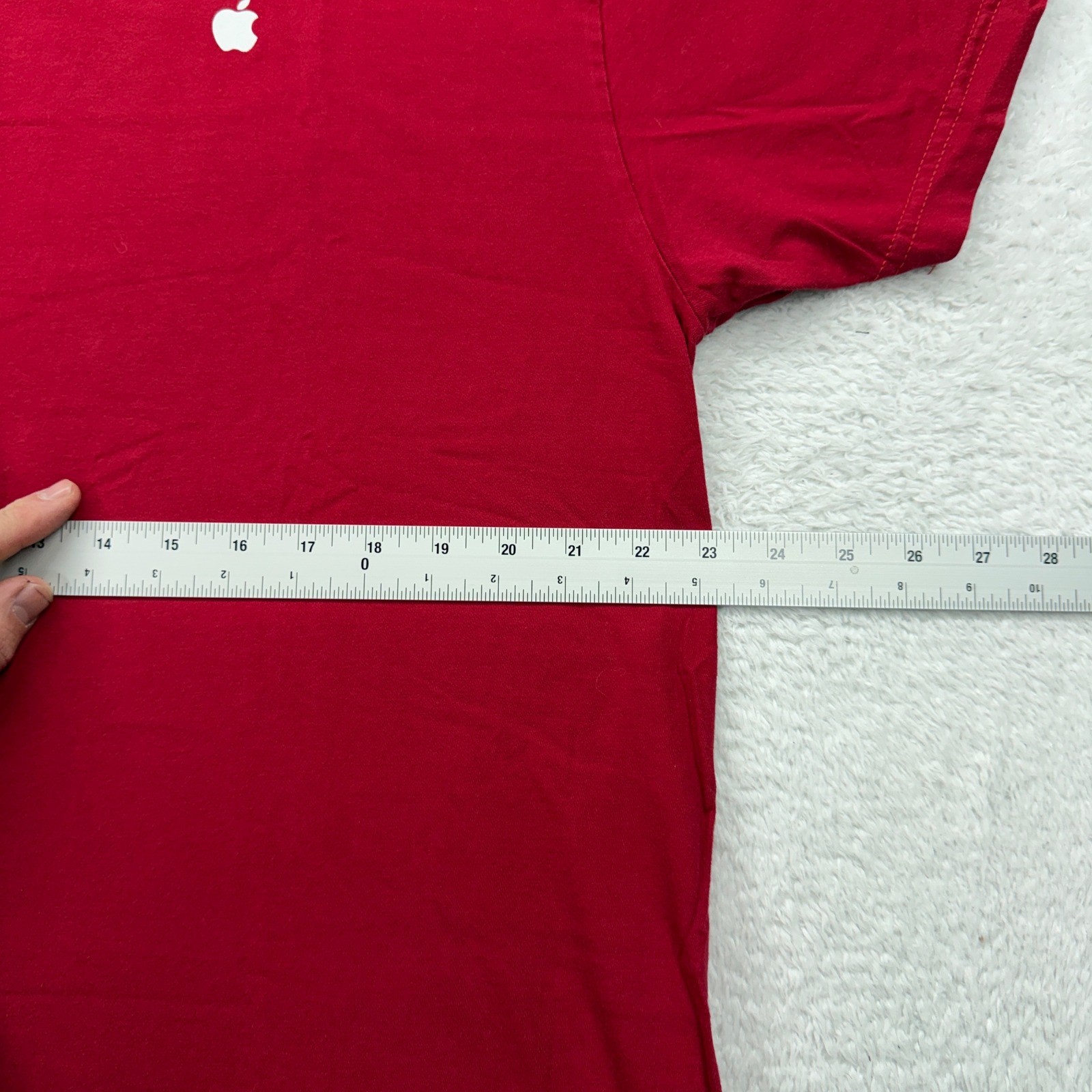 Apple Logo T Shirt Red Mens Large Cotton Made USA Casual Tee gallery