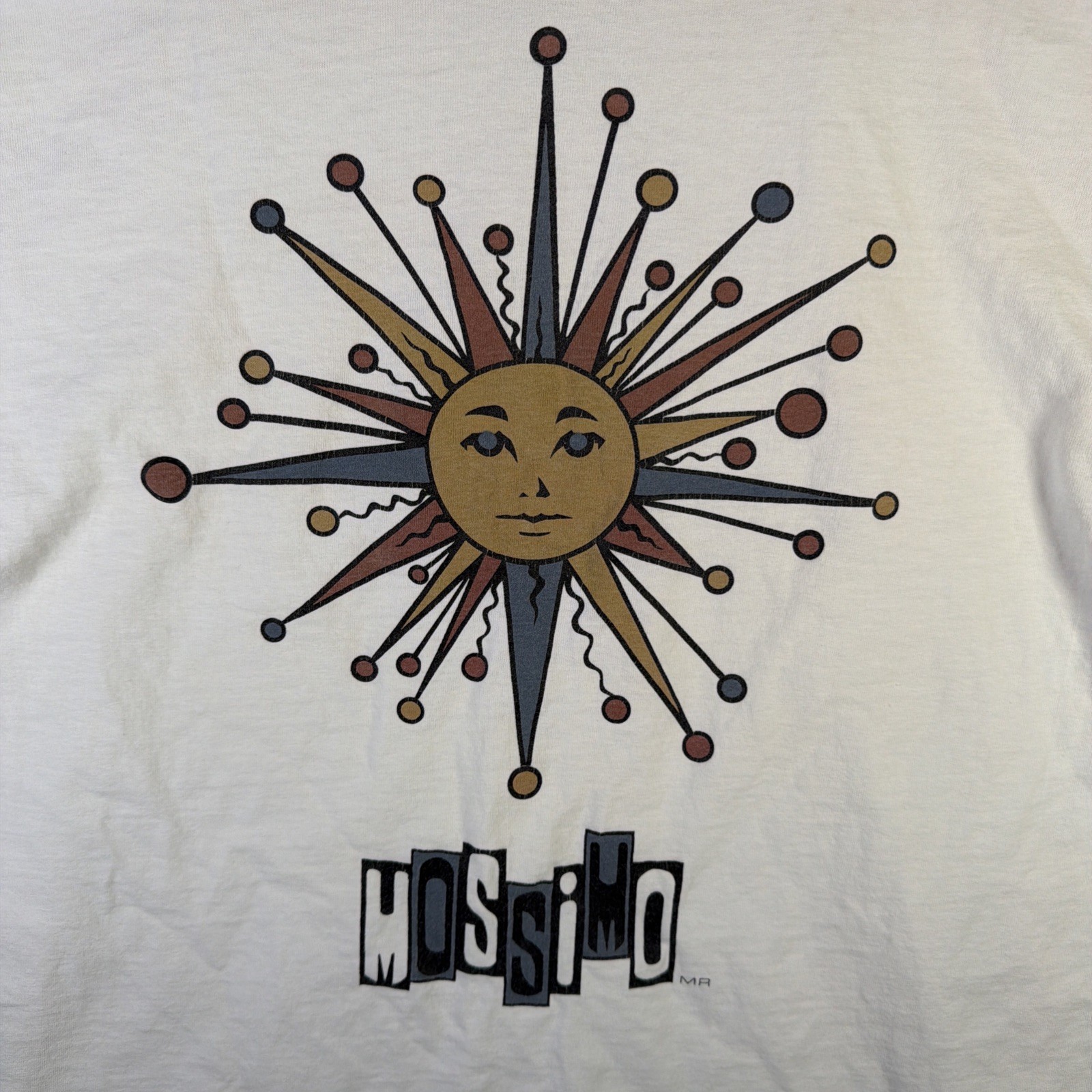 Vintage Mossimo Shirt Mens Medium White 90s Stussy Sun Abstract Art Skate Surf gallery