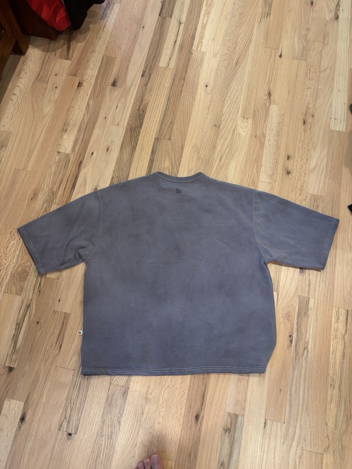 YoungLA Mens Oversized Gym T-Shirt Washed Grey Cotton Logo Tee Medium gallery
