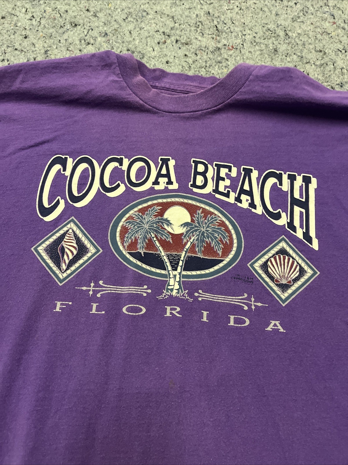 Vintage Cocoa Beach Single Stitch 1991 Fruit of the Loom Purple XXL T-Shirt