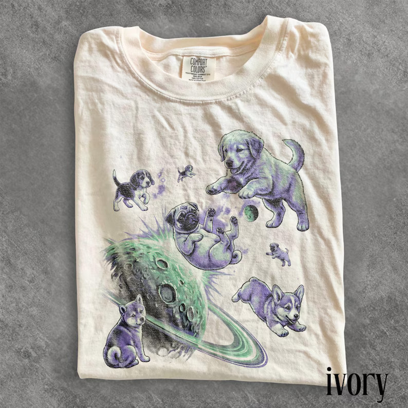 Space Puppy Cosmic Cute Dog Animal Comfort Tee