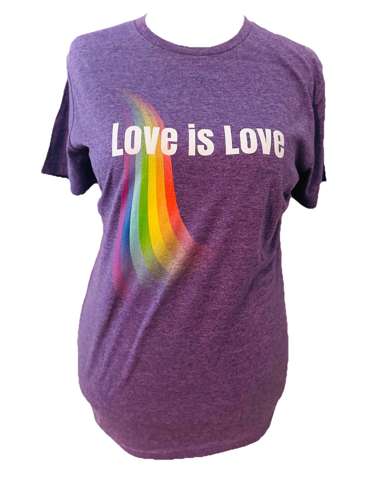 Handmade Love Is love Pride Rainbow T-Shirt Womens XL Heather Purple LGBTQIA