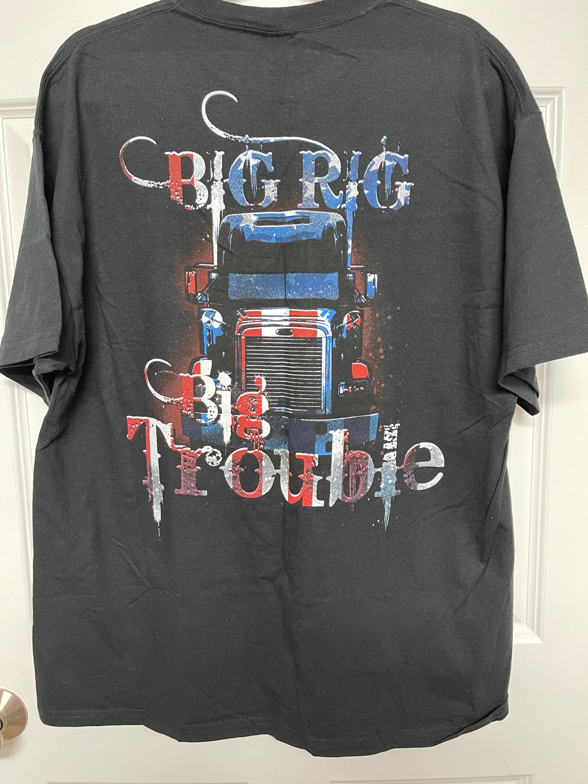 Big Rig Big Trouble" Trucker T-Shirt XL NEW without tags Red white Blue 4th July gallery