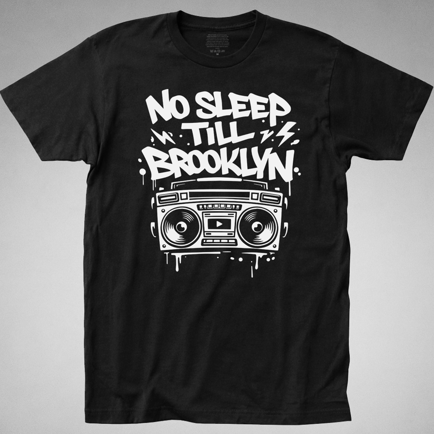 NO SLEEP TILL BROOKLYN T-Shirt hip hop 80s classic rap retro boombox urban pauls gallery