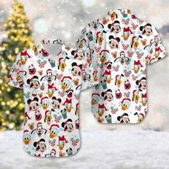Mickey Mouse & Friends Santa Hat Merry Christmas Hawaiian Shirt