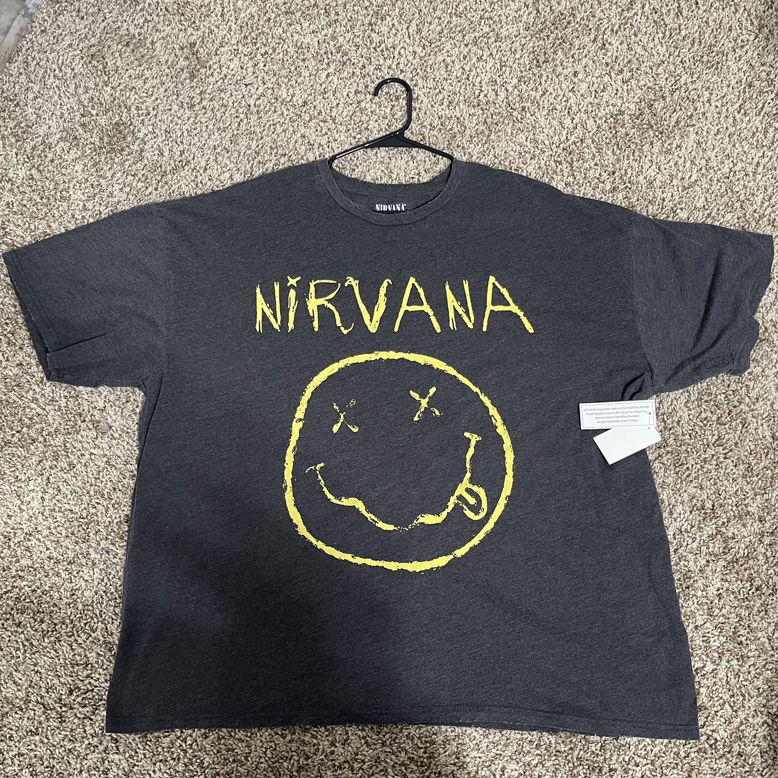 Nirvana Men's Smiley 1993 Tour Graphic Distress Relax Boxy Tee Size 2XL gallery