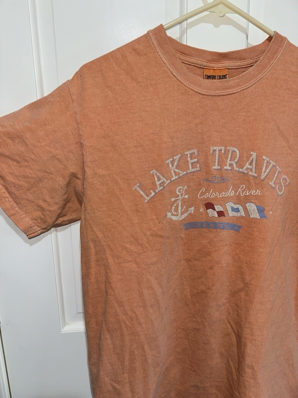 Comfort Colors Garment Dyed Cotton Lake Travis Colorado River Orange Mens M Tee gallery