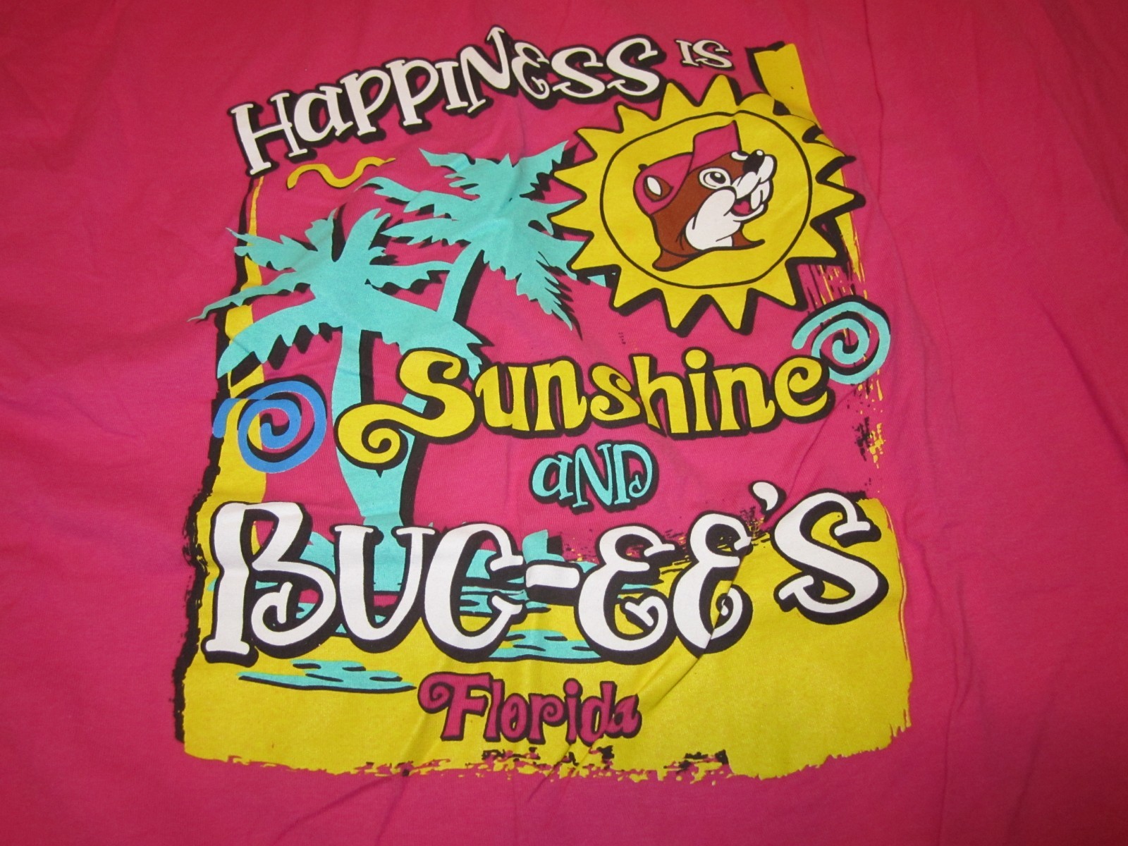 Buc-ee’s Florida Pink “Happiness is Sunshine & Buc-ee’s” T-Shirt Size 3XL WOW!!!