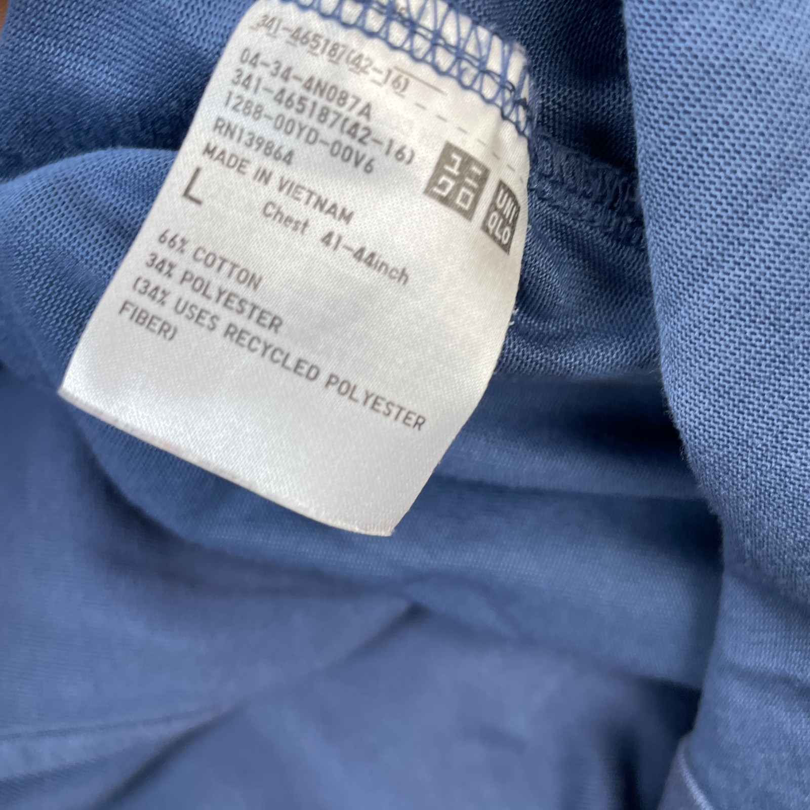 Uniqlo Shirt Mens Large Blue Dry Cotton Quick Drying Casual Wear Regular Fit gallery