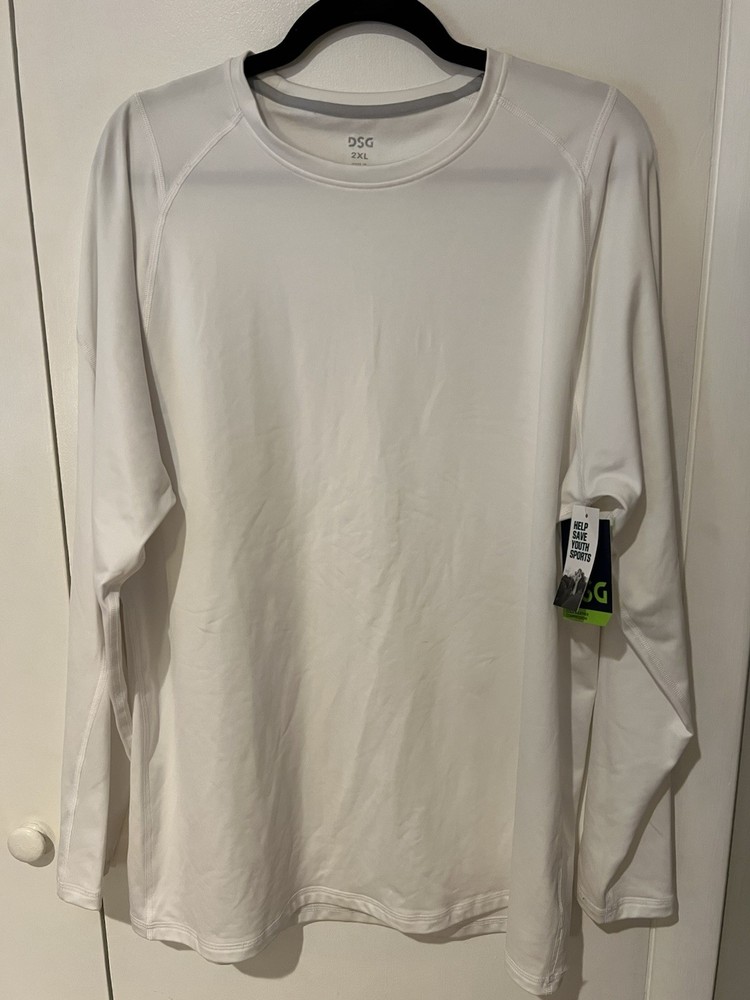 DSG Men’s Cold Weather Compression Crew Neck Top White Base Layer Size 2XL NEW