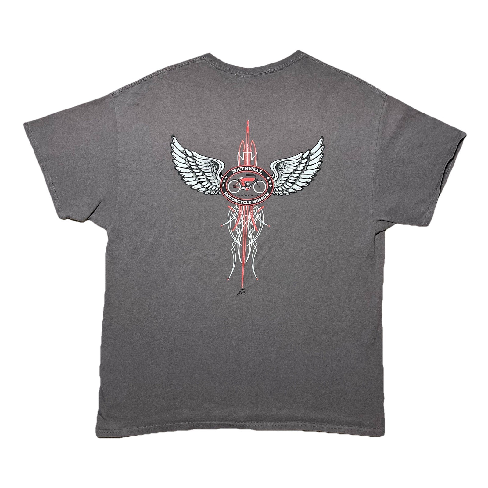 Vintage National Motorcycle Museum T Shirt XL Y2K Winged Back Graphic Biker Tee gallery