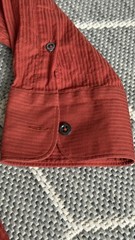 COBRA S.C. Men’s Rust Red Textured 100% Cotton Long Sleeve Shirt – Made in Italy