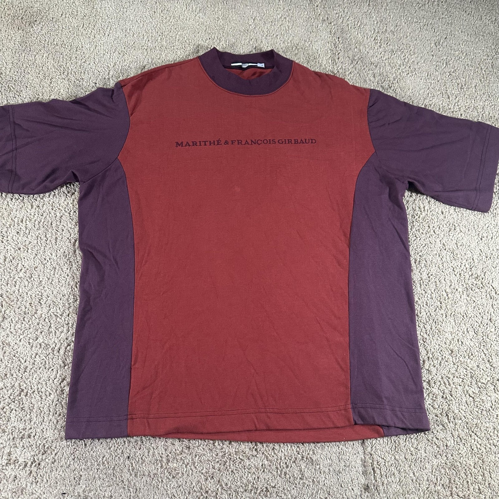 Vintage Marithe Francois Girbaud Shirt Mens Large Red Colorblock Made USA 90s