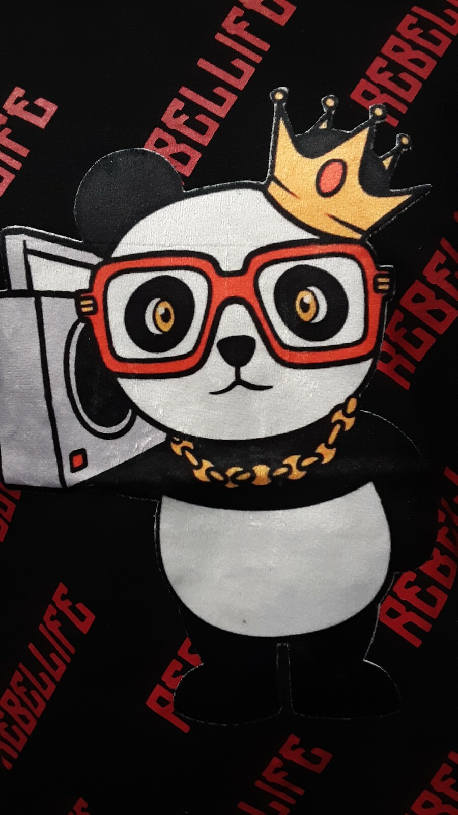 Men's Rebel Minds Panda with a Boombox T-shirt - Black/Red gallery