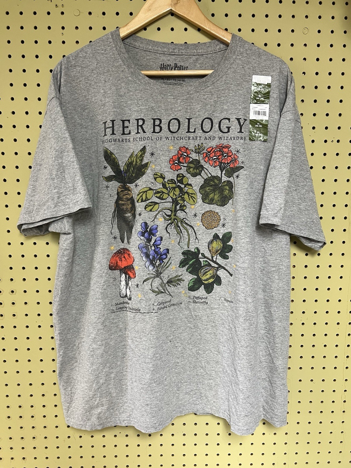 New XL HARRY POTTER HERBOLOGY Gray T-SHIRT OFFICIAL ITEM witchcraft gallery