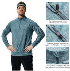 Haimont Men’s 1/4 Zip Pullover Shirt Long Sleeve Lightweight Quick Dry XXL