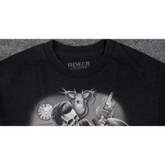 DGA Fresh Cut Skull Barber Rockabilly Chicano Graphic T Shirt Black Mens L