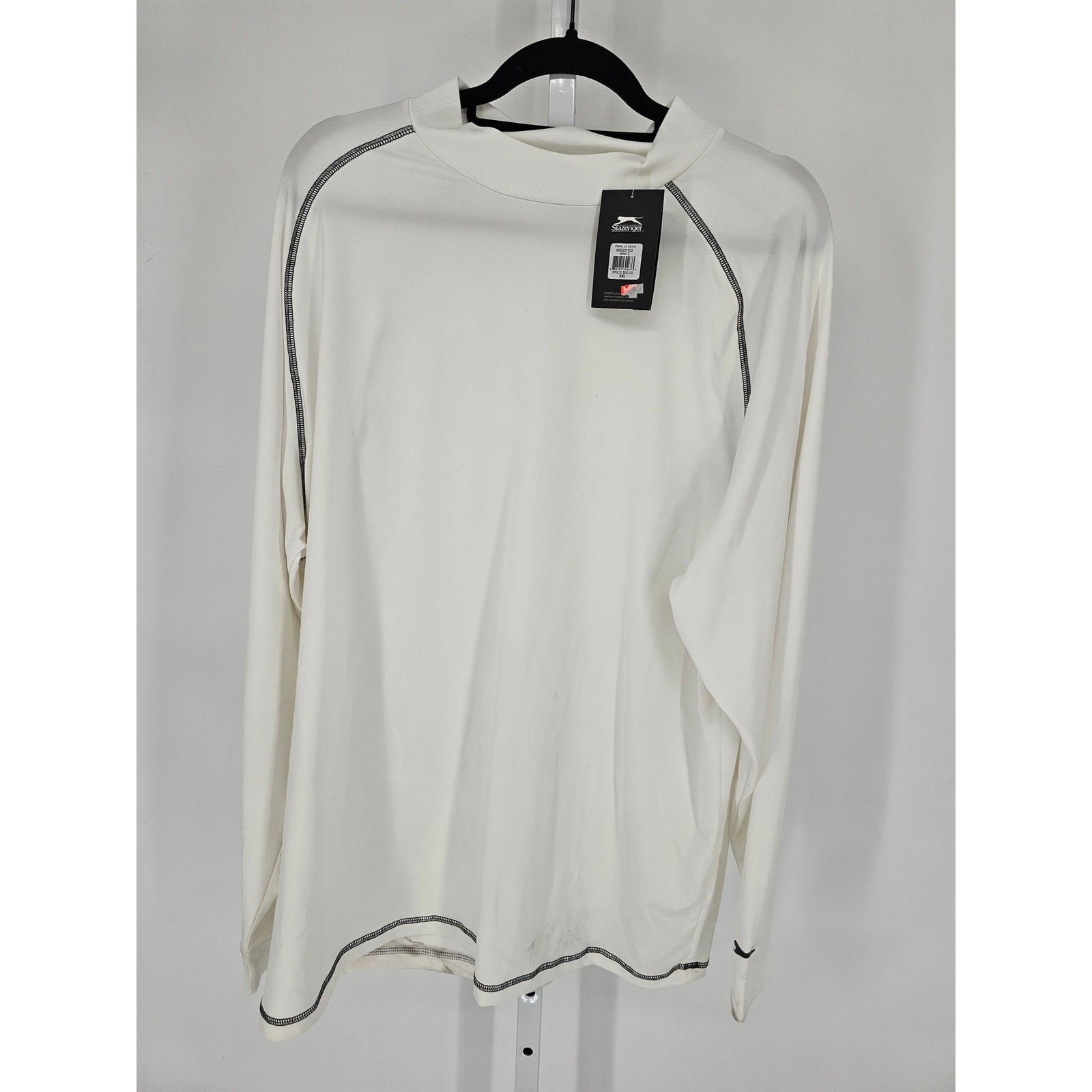 Slazenger Mens Sz XXL Long Sleeve Mock Neck Athletic T Shirt Solid White NEW gallery