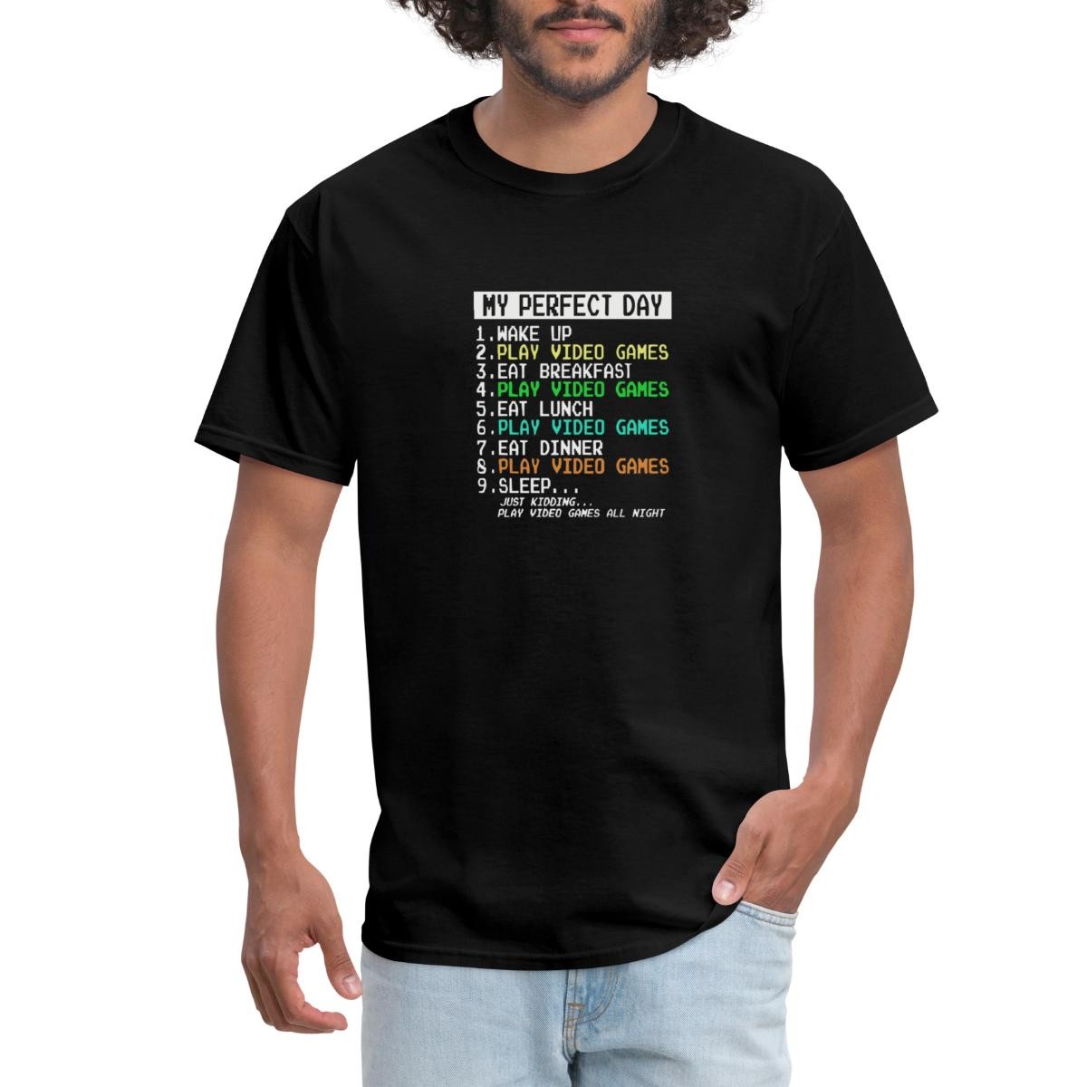 Gaming My Perfect Day | Funny Gamer Routine Men's T-Shirt gallery