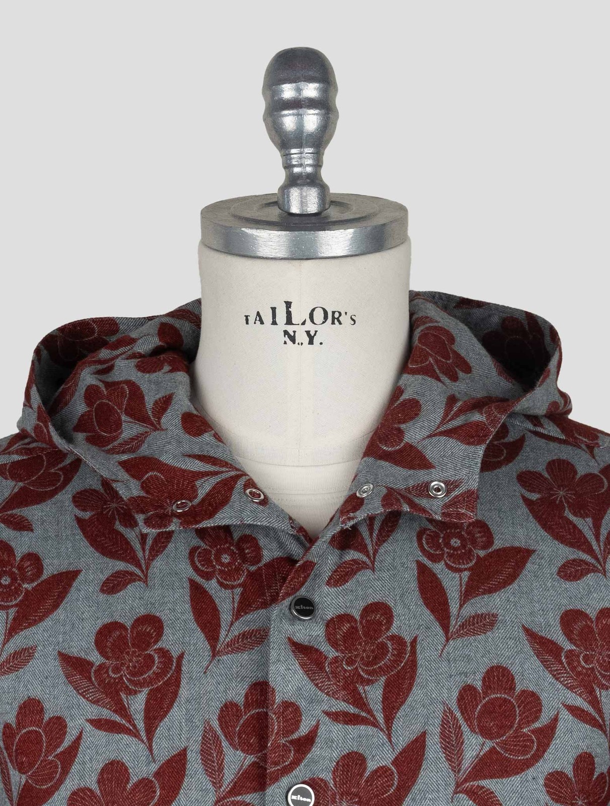 NEW KITON GRAY BURGUNDY COTTON SHIRT MARIANO EU 56 - US 46 - 2XL KME46 gallery