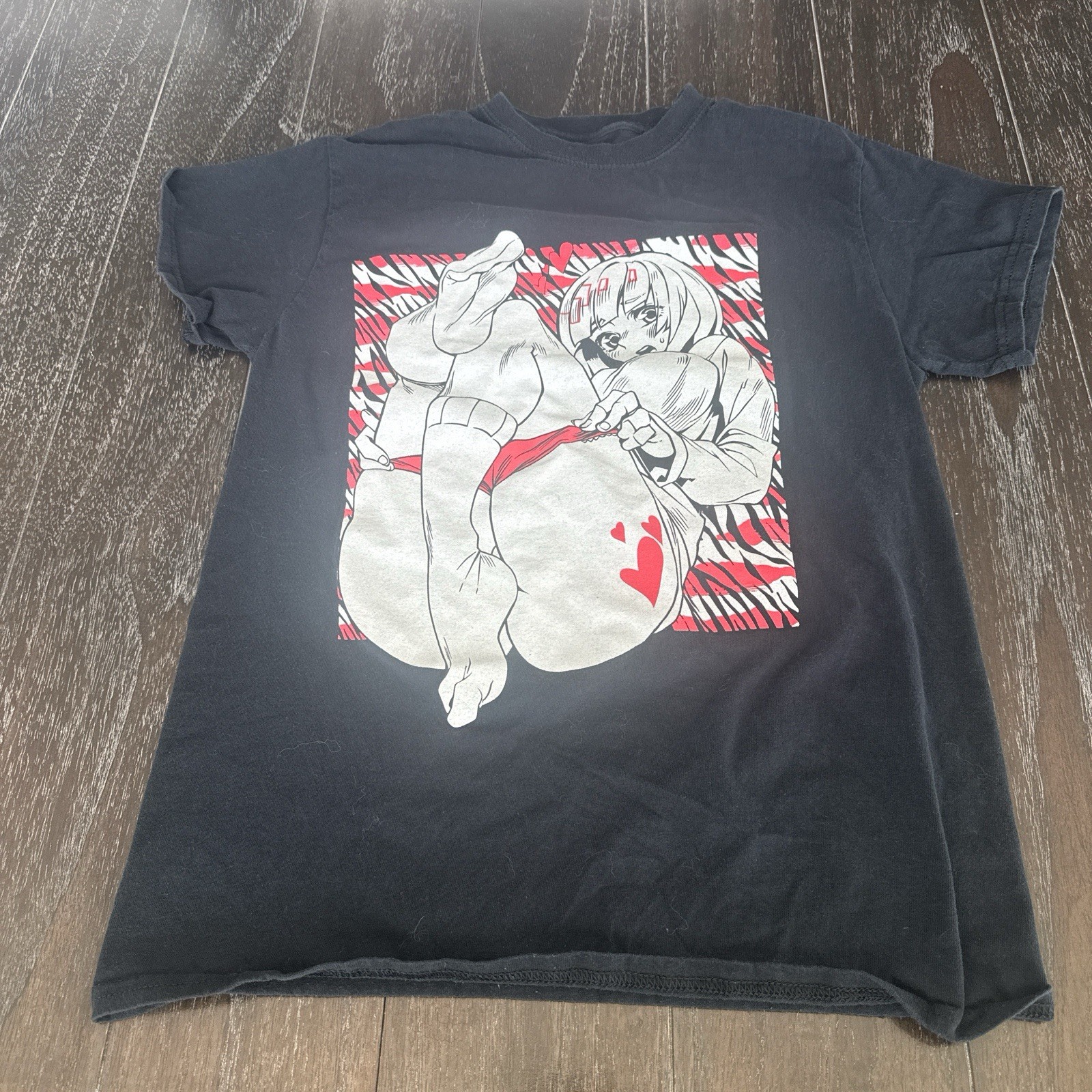 BAD HABITS t-shirt featuring an anime graphic, black, men's size S inv23 gallery