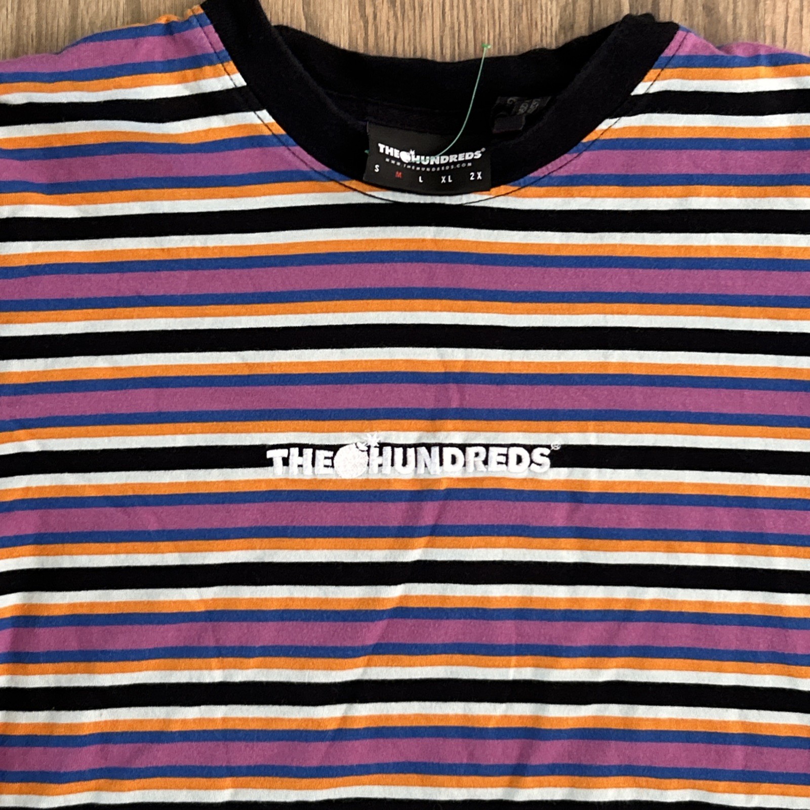 The Hundreds Multi-Color Striped T-Shirt Size Medium Y2K Vintage gallery