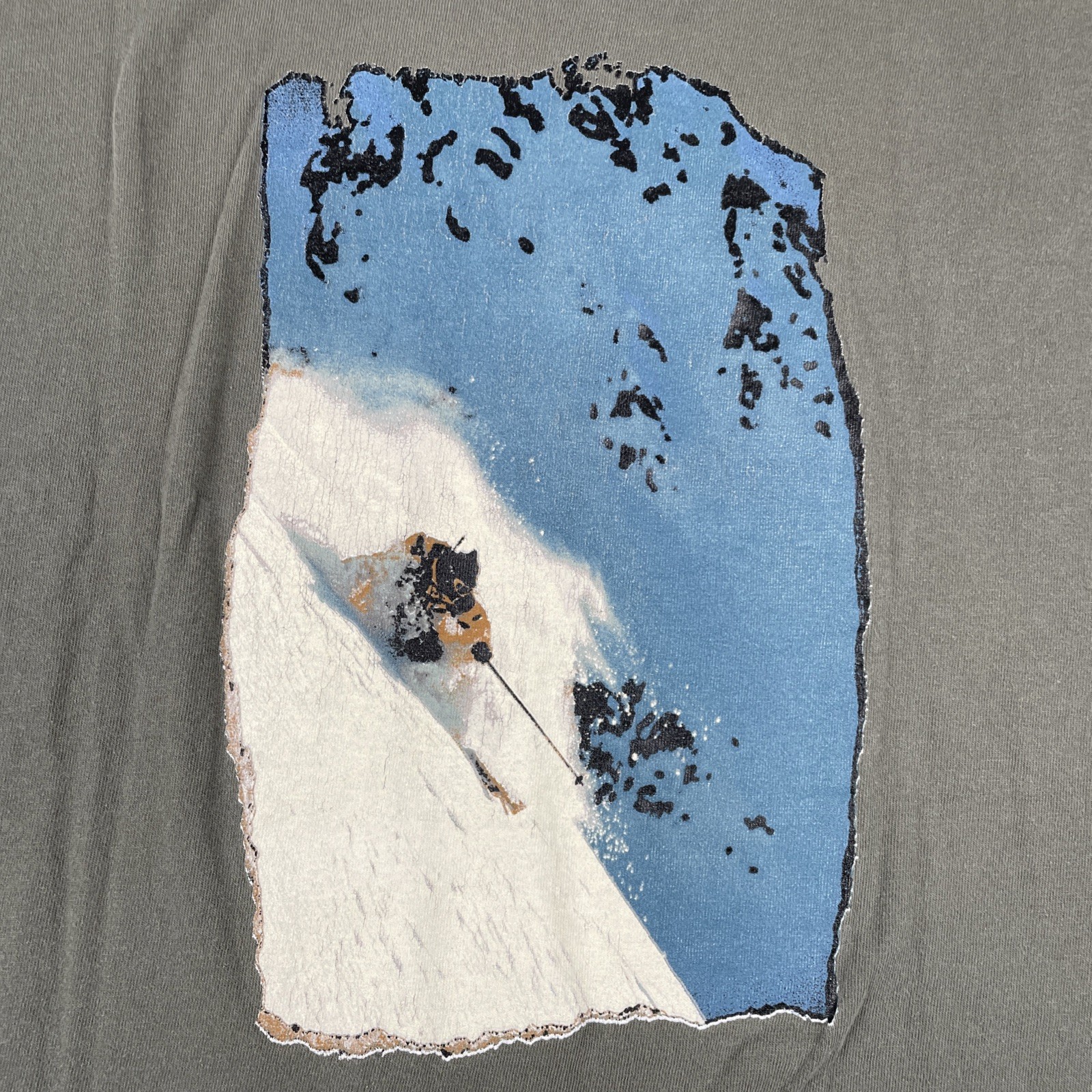 Vtg Tultex Olive Green XL Shirt Live2Play.com Skier Back Graphic Mountain Y2K gallery