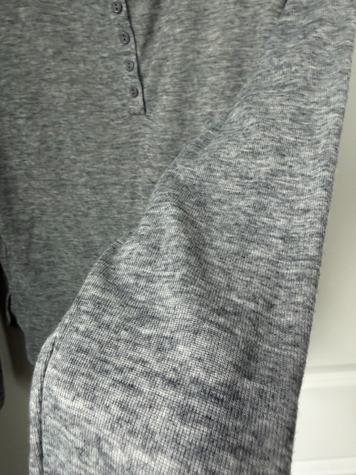 Women’s Gray Athletic T-Shirt Button Front Sports Activewear Short Sleeve Top gallery
