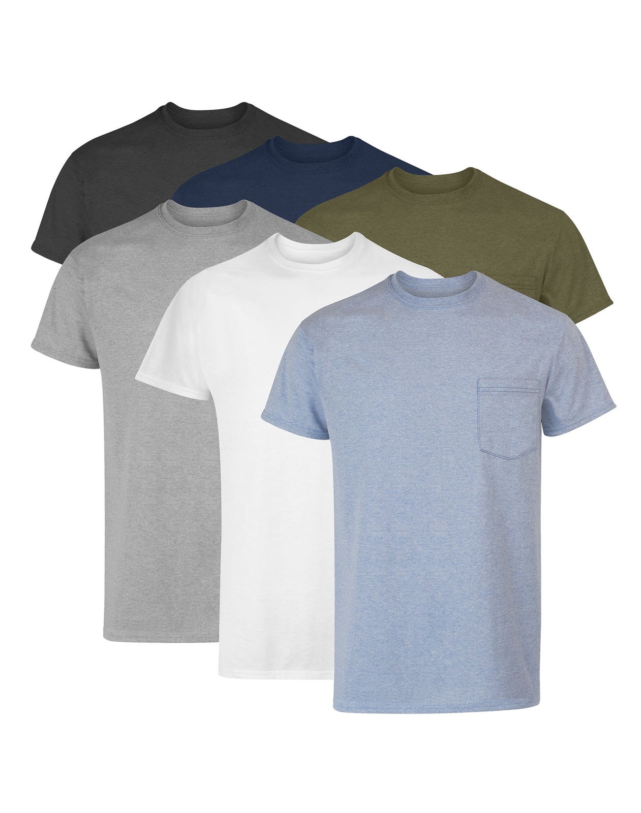 Hanes Men's Cotton Pocket T-Shirt, Moisture-Wicking with Odor Control, Assorted