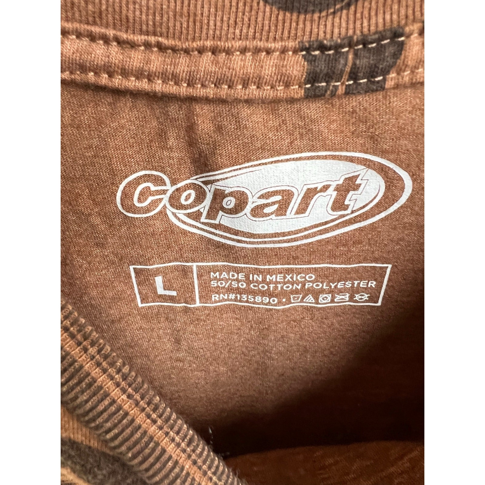 Copart all-over print tee cars, trucks, tow auto promotional apparel brown sz L gallery